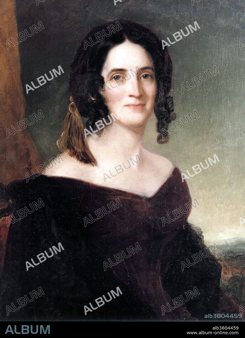 Sarah Childress Polk (September 4, 1803 - August 14, 1891) was the wife of President James Polk, serving as First Lady of the United States from 1845 to 1849. Andrew Jackson called her "wealthy, pretty, ambitious, and intelligent," and urged Polk to marry her. In 1824, Sarah Childress, aged 20, married James Polk, aged 28. During Polk's political career, she assisted her husband with his speeches, gave him advice on policy matters and played an active role in his campaigns. She was lively, charming, intelligent, and a good conversationalist. A devout Presbyterian, she as First Lady banned dancing, card games, and hard liquor at official receptions and refused to attend horse races or the theater. After attending the inauguration of his successor, Zachary Taylor, they retired to to their new home "Polk Place" in Nashville, Tennessee. Three months later, he died, having had the shortest retirement of any former US President. She was granted a pension of $5,000 per annum. During the American Civil War, she was neutral. She lived through the longest retirement and widowhood of any former US First Lady, and wore black always. She died in 1891, at the age of 87. Painting by George Healy.
