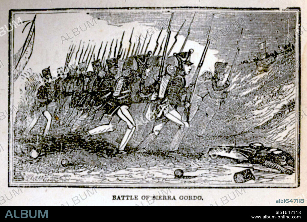 Mexican-American War 1846-1848, caused by the American annexation of Texas. Battle of Cerro Gordo or Sierro Gordo, 18 April 1847. American general Winfield Scott outflanked, ambushed and defeated Santa Anna's much larger force.