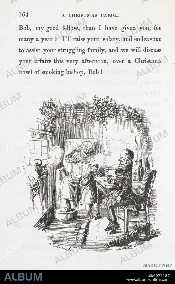 CHARLES DICKENS. Ebenezer Scrooge and Bob Cratchit. A Christmas Carol in prose. Being a Ghost-story of Christmas ... With illustrations by John Leech. London : Chapman & Hall, 1843. Source: Dex.293.(1) page 164.