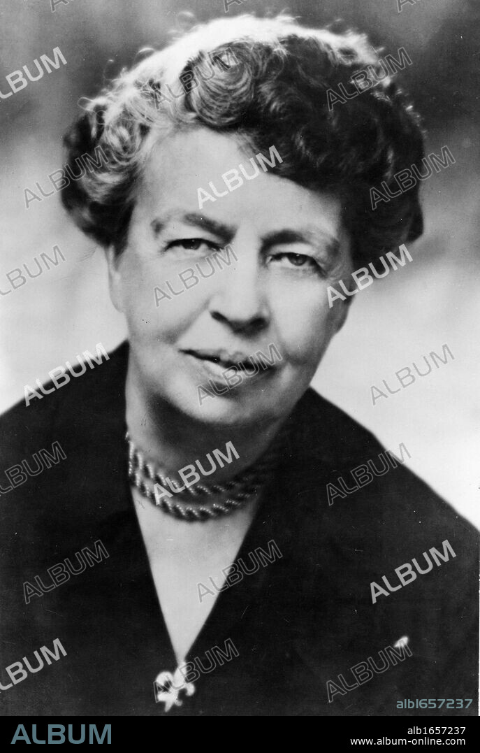 (Anna) Eleanor Roosevelt (1884-1962) American humanitarian. Chairman UN Human Rights Commission 1947-1951 and US representative at General Assembly 1946. Wife of Franklin D. Roosevelt. Photograph.