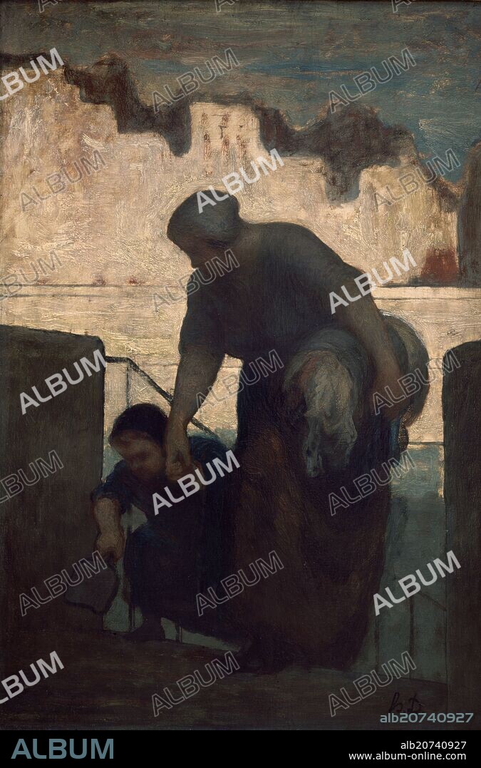 HONORE DAUMIER (1808-1879). The Washerwoman - 1863 - 49,8x33,5 cm - oil on canvas.