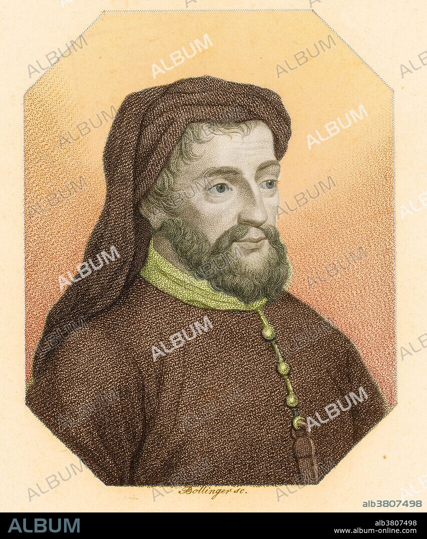 Geoffrey Chaucer (1343-1400) is widely considered the greatest English poet of the Middle Ages and was the first poet to have been buried in Poet's Corner of Westminster Abbey. While he achieved fame during his lifetime as an author, philosopher, alchemist and astronomer, composing a scientific treatise on the astrolabe for his son Lewis. Chaucer maintained an active career in the civil service as a bureaucrat, courtier and diplomat. He is best known today for The Canterbury Tales. Chaucer is a crucial figure in developing the legitimacy of the vernacular, Middle English, at a time when the dominant literary languages in England were French and Latin. Chaucer died of unknown causes in1400, but there is no firm evidence for this date, as it comes from the engraving on his tomb, erected more than one hundred years after his death. 75 years after Chaucer's death, The Canterbury Tales was selected by William Caxton to be one of the first books to be printed in England.