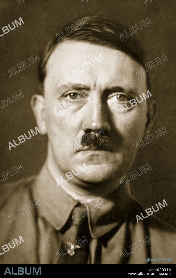 Adolf Hitler, leader of Nazi Germany, 1936. Adolf Hitler (1889-1945) became leader of the National Socialist German Workers (Nazi) party in 1921. After an unsuccessful coup attempt in Munich in 1923, for which he was briefly imprisoned, Hitler set about pursuing power by democratic means. His nationalistic and anti-semitic message quickly gained support in a Germany humiliated by defeat in World War I and the harsh terms of the Treaty of Versailles and, from the late 1920s, suffering from economic collapse. Hitler came to power in 1933, and persuaded the Reichstag (parliament) to grant him dictatorial powers. He proceeded to crush opposition both within his own party and throughout German society, and set about re-arming Germany. Hitler's aggressive policy of territorial expansion to secure 'lebensraum' (living space) for the German people eventually plunged the world into the Second World War. After initial success the tide of the war turned against the Nazis and Hitler committed suicide on 30 April 1945 as the Soviet army closed in on his bunker in Berlin. From Germany: The Olympic Year, published by Volk und Reich Verlag. (Berlin, 1936).