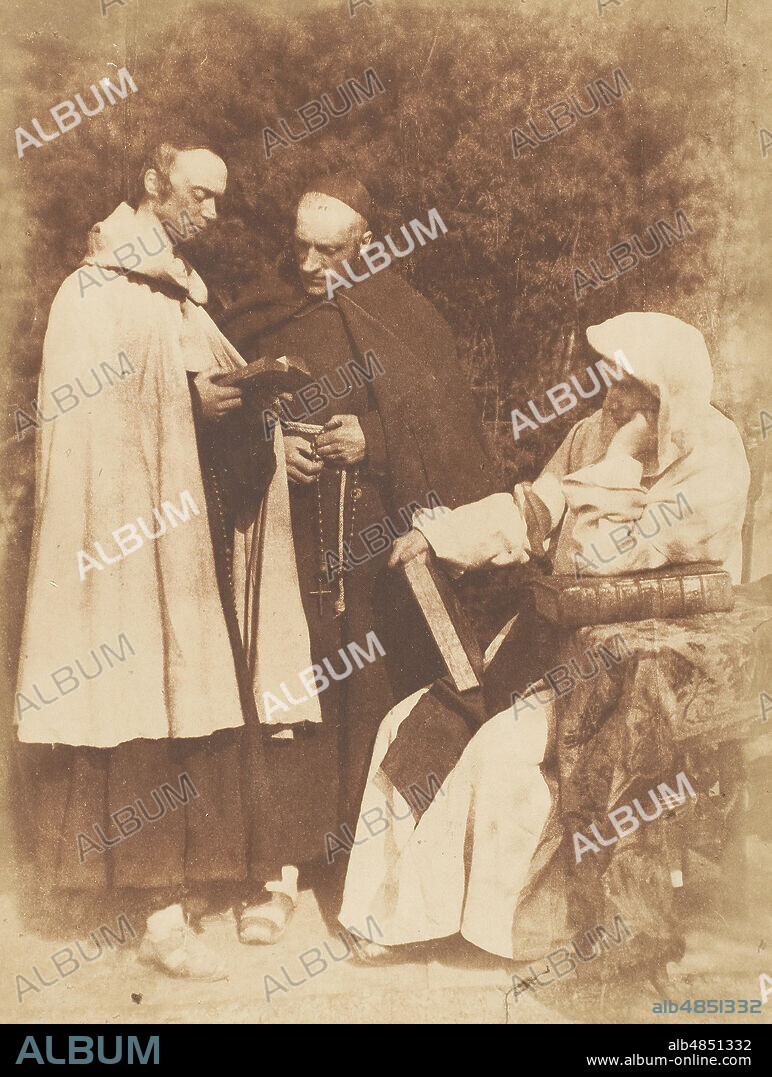 DAVID OCTAVIUS HILL, ROBERT ADAMSON and HILL & ADAMSON. William Borthwick Johnstone, William Leighton Leitch and David Scott as "The Monks of Kennaquhair" from Sir Walter Scott's "The Abbott", 1843-47.