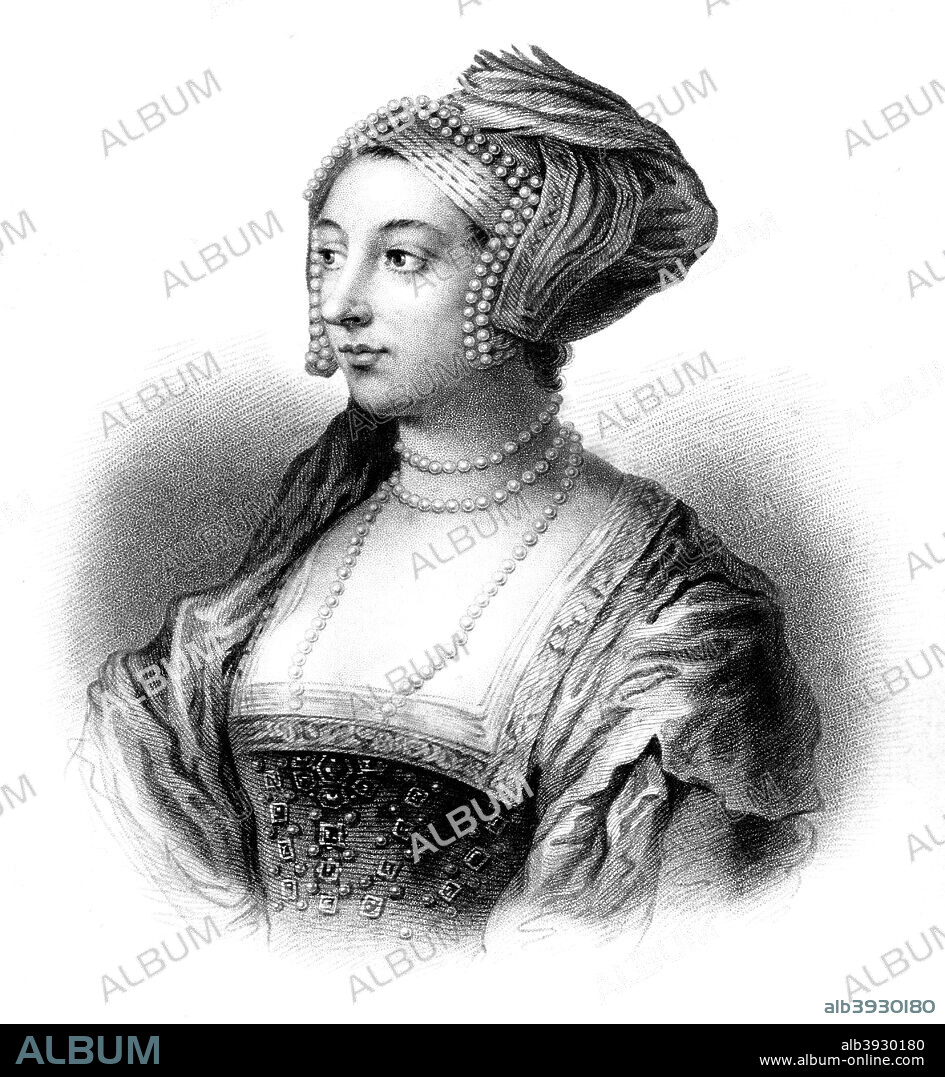 Anne Boleyn, second wife of Henry VIII, (19th century). Anne (c1504-1536) married Henry in 1533. She provided Henry with a daughter, the future Elizabeth I (1533-1603), but not the male heir he desired. Henry had Anne arrested on charges of adultery, incest and treason. Although the charges were almost certainly fabricated, Anne was found guilty and beheaded on 19 May 1536. Henry married his third wife, Jane Seymour, the day after Anne's execution.