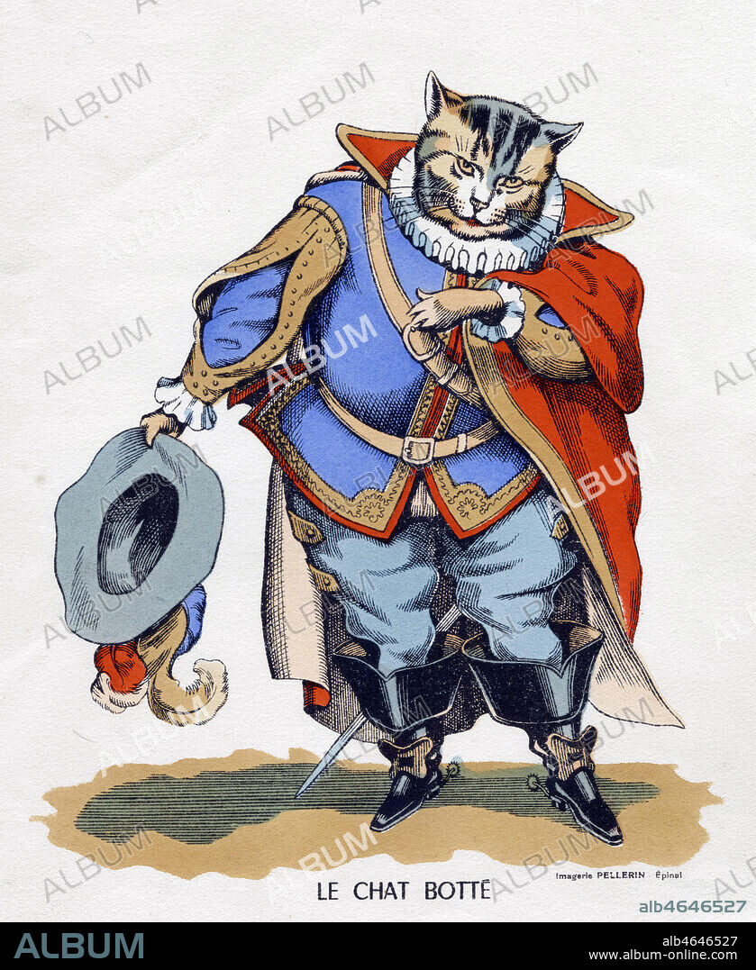 Le chat botte de PERRAULT Charles (1628-1703). Imagerie d'epinal vers 1900. Credit: Collection Kharbine-Tapabor.