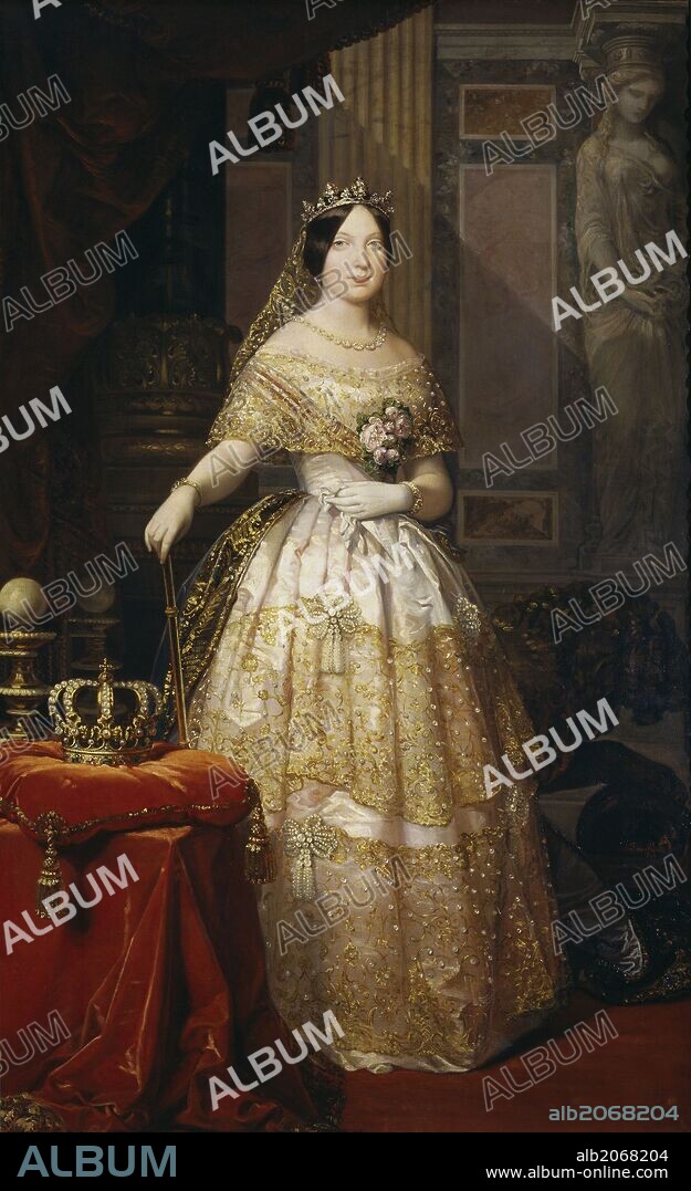 Federico de Madrazo y Kuntz / 'Isabel II, reina de España', 1848, Escuela Española, Óleo sobre Lienzo, 217 cm x 136 cm, P03533.