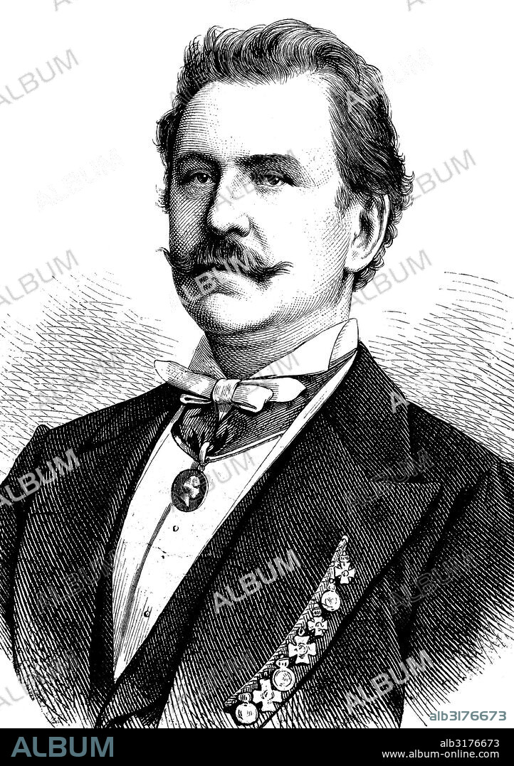 Karl sontag, 1828 - 1900, royal court actor, historical illustration, 1877.