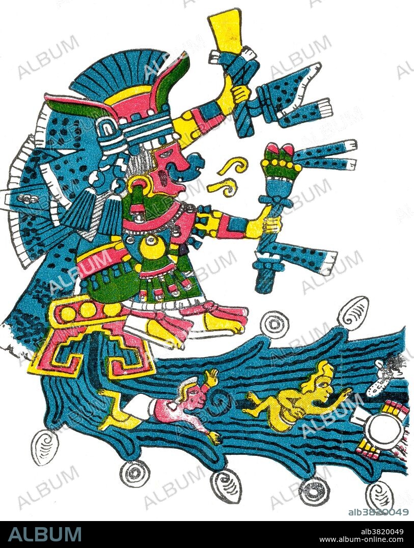 Xochiquetzal, from the Codex Borbonicus. In Aztec mythology, Xochiquetzal was a goddess associated with concepts of fertility, beauty, and female sexual power, serving as a protector of young mothers and a patroness of pregnancy, childbirth, and the crafts practiced by women such as weaving and embroidery. Xochiquetzal is also representative of human desire, pleasure, and excess, appearing also as patroness of prostitutes and artisans involved in the manufacture of luxury items. The Codex Borbonicus is an Aztec codex written by Aztec priests shortly before or after the Spanish conquest of Mexico. Like all pre-Columbian codices, it was originally entirely pictorial in nature, although some Spanish descriptions were later added. There is dispute as to whether the Codex Borbonicus is pre-Columbian, as the calendar pictures all contain room above them for Spanish descriptions.