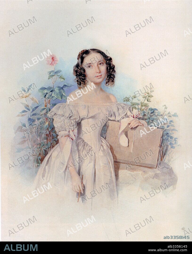 PYOTR FYODOROVICH SOKOLOV. Portrait of Princess Helen Biron von Curland, née Meshcherskaya (1818-1843).
