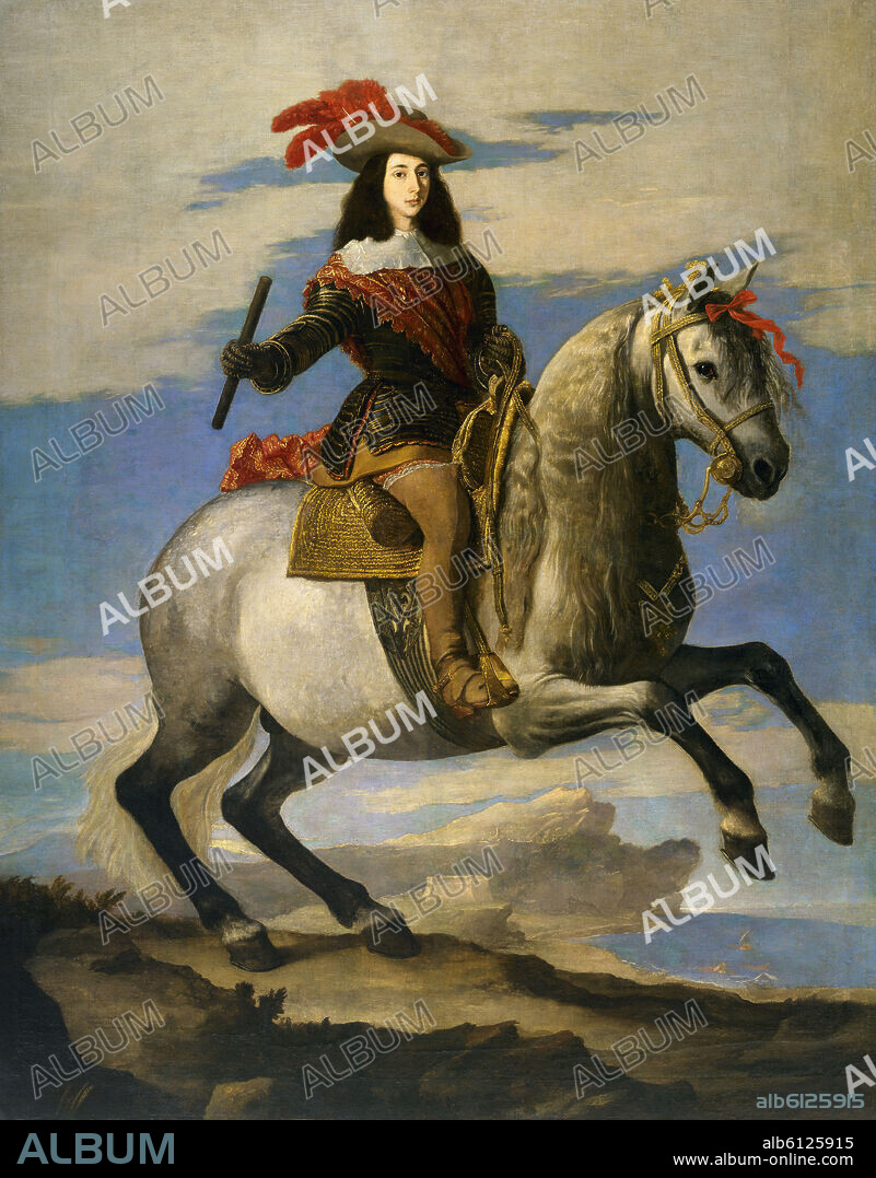 JUSEPE DE RIBERA. EQUESTRIAN PORTRAIT OF JUAN JOSE DE AUSTRIA NATURAL SON OF PHILIP IV - 1648 - SPANISH BAROQUE.