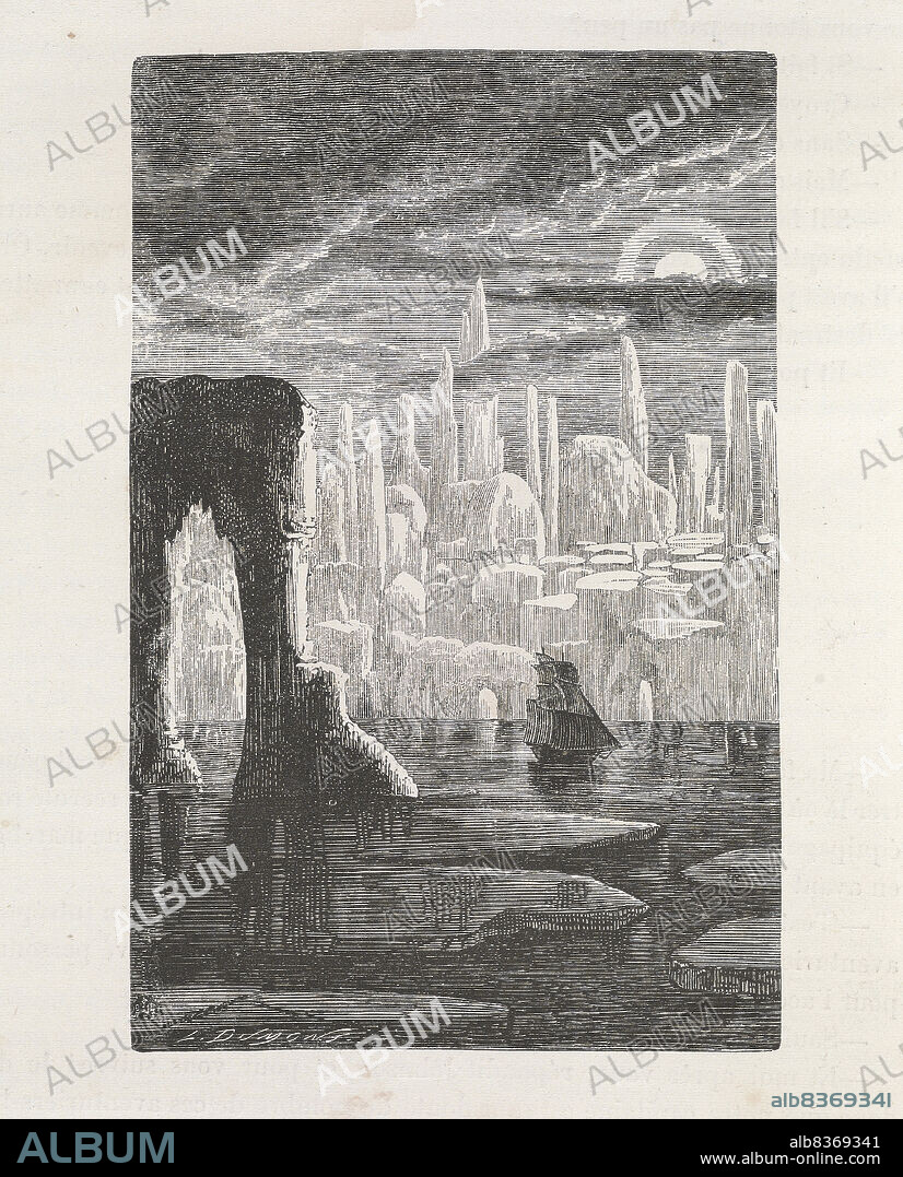 ANONYMOUS. Illustration for "Voyages et Aventures du Capitaine Hatteras (Travels and adventures of Captain Hatteras)" by Jules Verne.