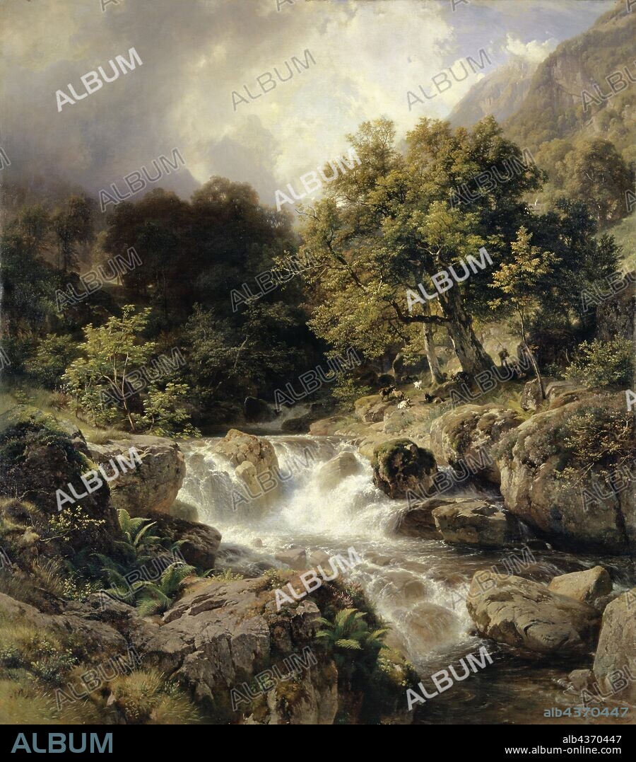 Landscape with motifs from the Murg Valley on the Walensee, 1863, oil on canvas, 160 x 141 cm, signed and dated lower right: J. G. Steffan 1863 Munich (according to the works), Johann Gottfried Steffan, Wädenswil 1815–1905 München.