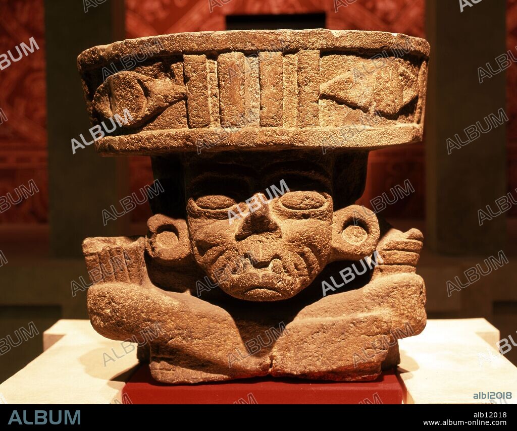 Mexico.Mexico D.F. .Museo Nacional de Antropologia.Mascarones de piedra.Cultura de Teotihuacan.