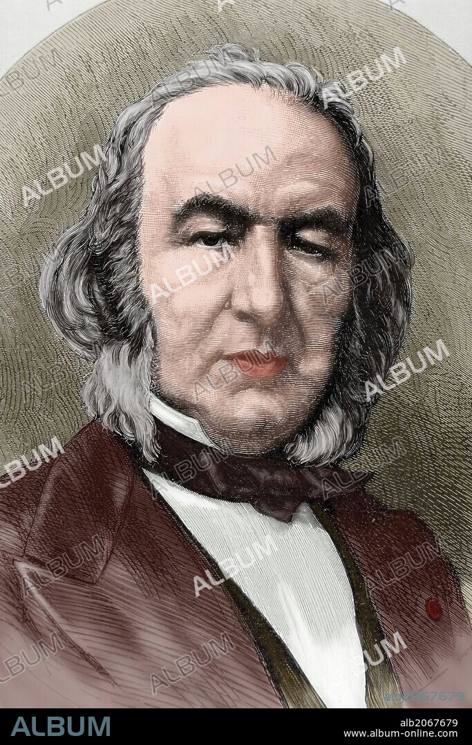 Claude Bernard (1813-1878). Biólogo teórico, médico y fisiólogo francés. Fundador de la medicina experimental, entre sus aportaciones a la medicina, destaca su estudio del síndrome de Claude Bernard-Horner. Elegido para la Academia Francesa en 1868 y galardonado con la Medalla Copley en 1876. Grabado coloreado. "La Academia, año 1878. Semanario Ilustrado Universal".