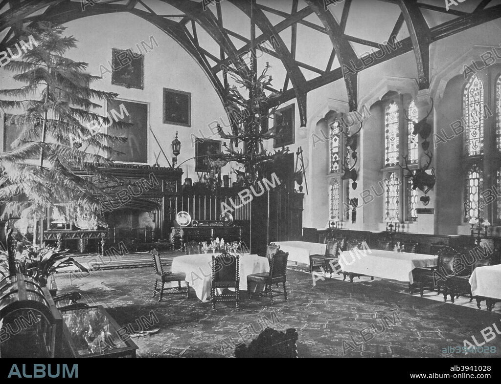 'Berkeley Castle, Gloucester - The Lord Fitzhardinge', 1910. A castle in the town of Berkeley, Gloucestershire, with origins dating back to the 11th century,  designated by English Heritage as a grade I listed building. It is traditionally believed to be the scene of the murder of King Edward II in 1327. From The Connoisseur Vol XXVIII. [Otto Limited, London, 1910].