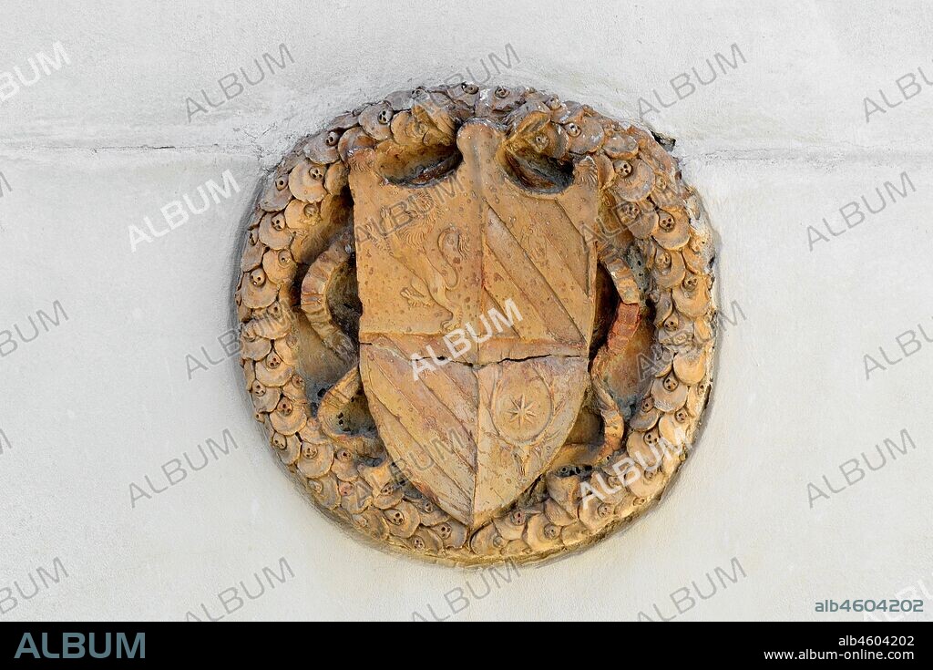 Coat of Arms of Ottaviano Degli Ubaldini. Museum Ubaldinesca Fortress. Sassocorvaro. Marche. Italy.