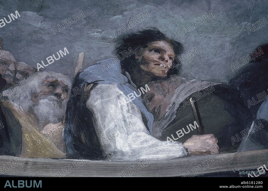 FRANCISCO DE GOYA. DETALLE DE LA CUPULA DE LA ERMITA DE SAN ANTONIO DE LA FLORIDA - MILAGRO DE SAN ANTONIO DE PADUA - FRESCO PINTADO EN 1798.