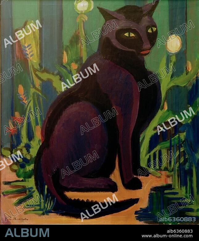 ERNST LUDWIG KIRCHNER. Kirchner, Ernst Ludwig. 1880-1938. "Schwarzer Kater (Kater Bobby) " (Black tomcat / Bobby), 1924/26. Oil on canvas, 70 × 60 cm. Private collection.