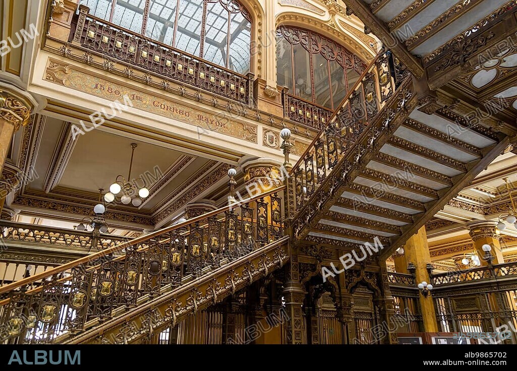 Palacio de Correos de México, palatial interior of historic Post Office building in city centre, Mexico City, Mexico built 1907
