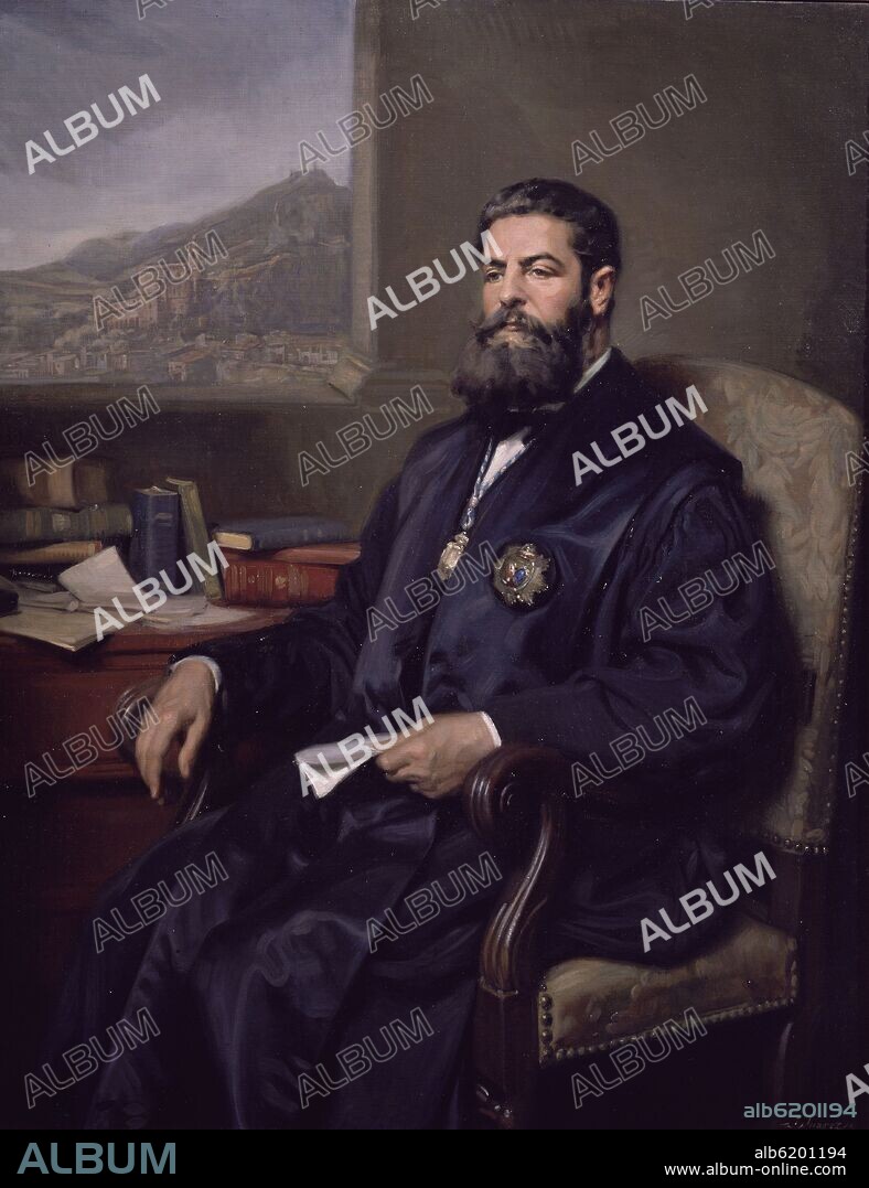 JOSÉ SUÁREZ PEREGRÍN. DON JOAQUIN COSTA Y MARTINEZ (1846-1911) - OLEO/LIENZO - 140 x 110 cm.