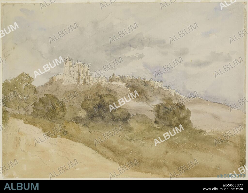 Bolsover Castle, Derbyshire, 1831-40 David Cox, Landscape, Watercolour, Castle, Countryside, England, Derbyshire.