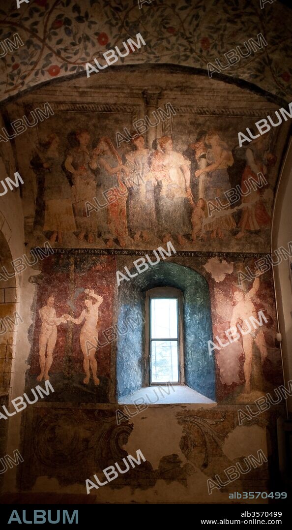 Mural paintings inside the church of Santa Eulalia, 16th century, Unha, Lleida, Catalonia, Spain.