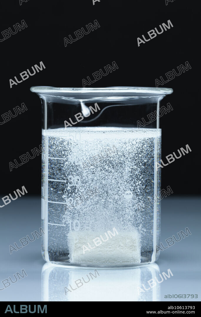 Chalk reacts with sulfuric acid. Chalk (calcium carbonate, CaCO3) reacts with 0.2M sulfuric acid (H2SO4). Carbon dioxide (CO2) bubbles are produced: CaCO3 + H2SO4 -> CaSO4 + H2O + CO2.