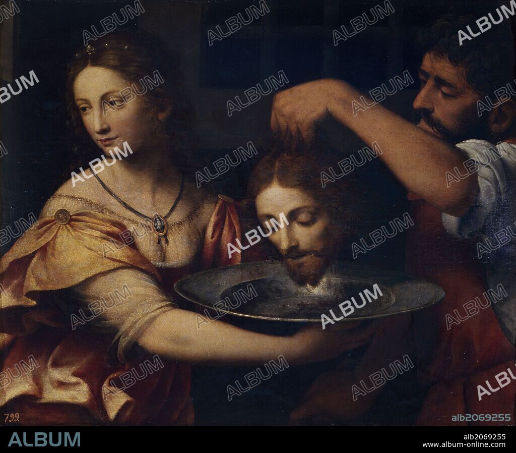 Bernardino Luini / 'Salome with the Head of Saint John the Baptist ', Early 16th century, Italian School, Oil on panel, 62 cm x 78 cm, P00243.