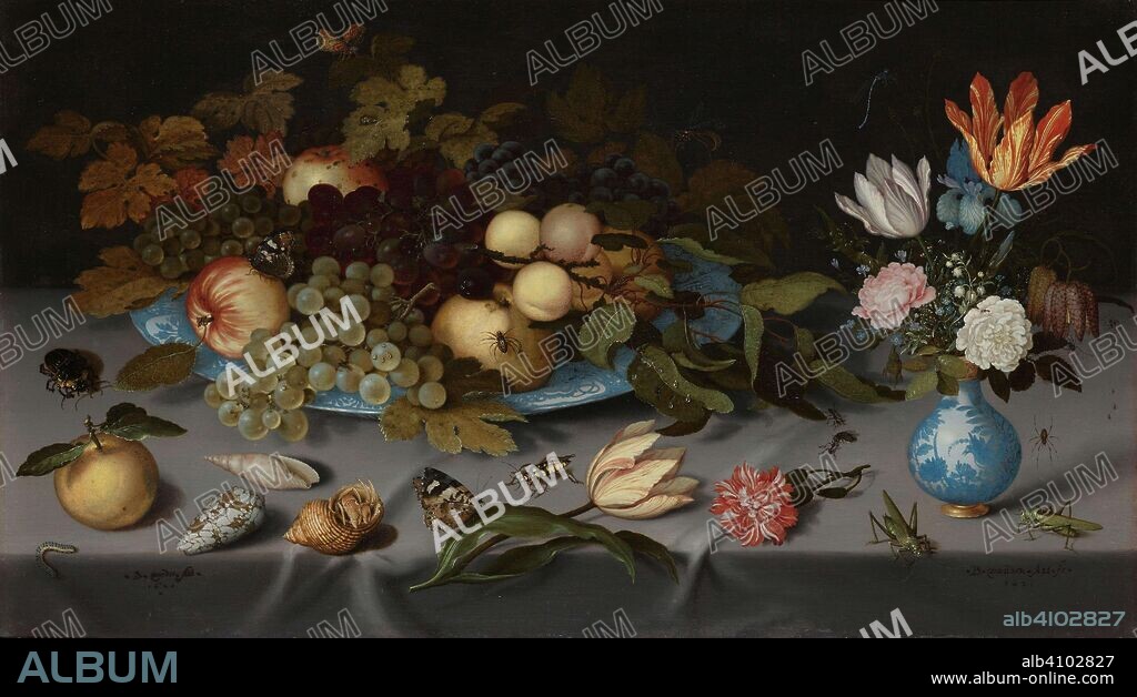 BALTHASAR VAN DER AST. Still Life with Fruit and Flowers. Still Life with Fruits and Flowers. Dating: 1620 - 1621. Measurements: support: h 39.2 cm × w 69.8 cm; sightsize: h 39.4 cm × w 68.4 cm.