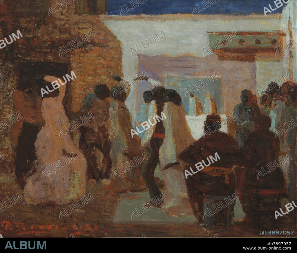 PEDRO FIGARI. Candombe o Candombe bajo la luna. Date/Period: 1922. Painting. Height: 475 mm (18.70 in); Width: 580 mm (22.83 in).