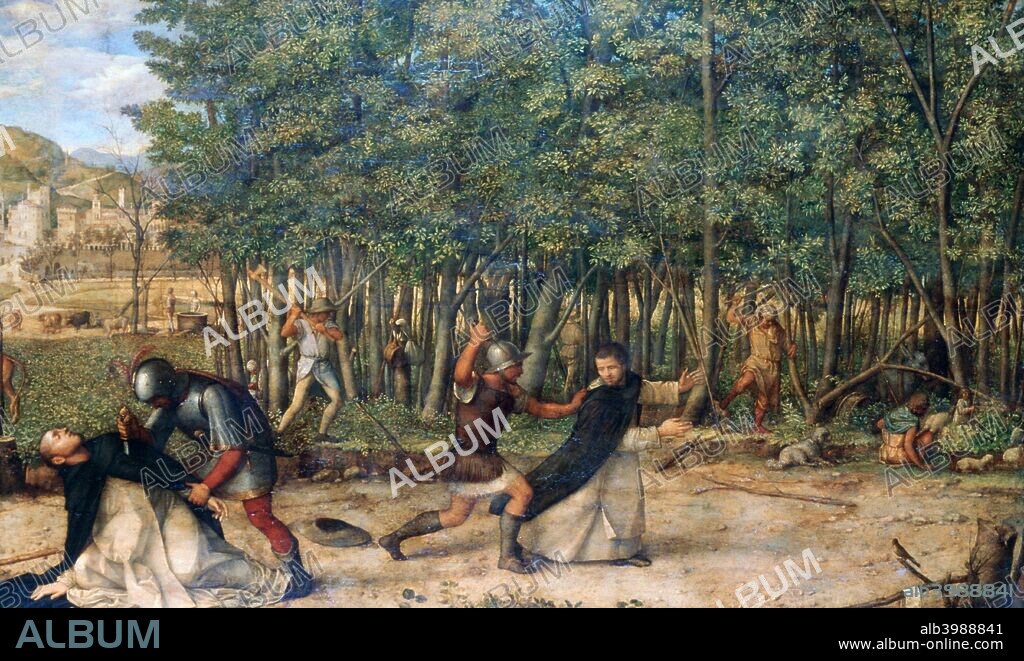 'The Assassination of Saint Peter Martyr', c1507. From the collection of the National Gallery, London.