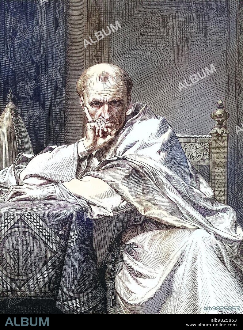 Gregory VII, born Hildebrand of Sovana, Ildebrando da Soana, was Pope from 22 April 1073 to his death in 1085, Historical, digitally restored reproduction of an original from the 19th century, exact date unknown