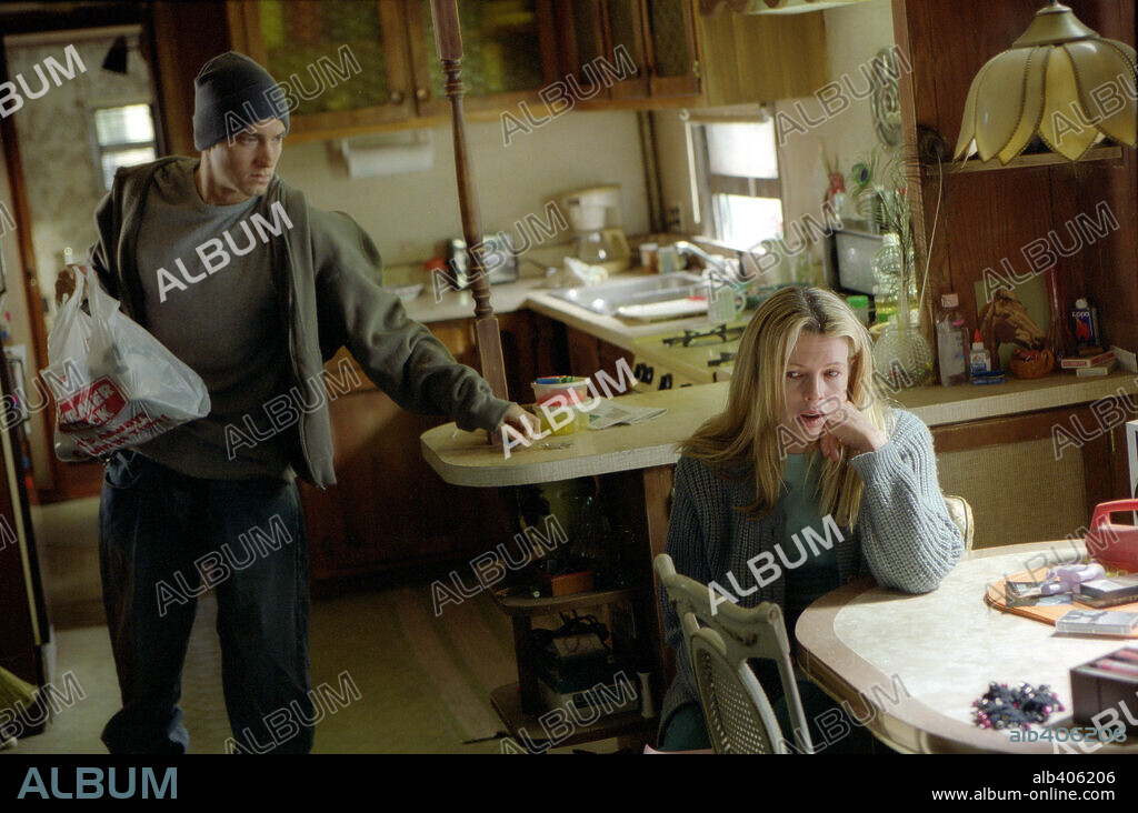 EMINEM and KIM BASINGER in 8 MILE, 2002, directed by CURTIS HANSON. Copyright UNIVERSAL STUDIOS / REED, ELI.
