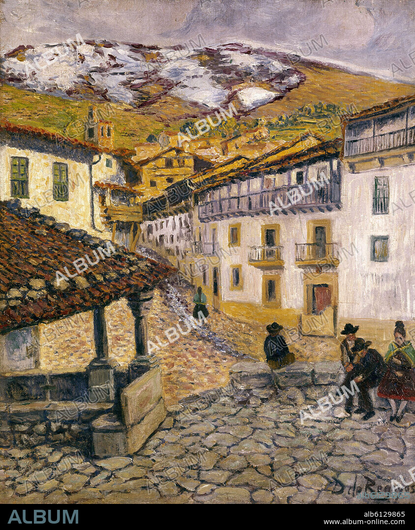 DARIO DE REGOYOS VALDES. PUEBLO DE EXTREMADURA (1900) - OLEO/LIENZO - 54,5x45,5.