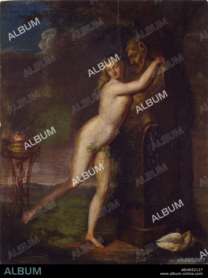 Femme nue, sans doute Venus, enlacant le buste d'une statue, sans doute Pan. Collection privee, Paris. Credit: Collection Bouquignaud/KHARBINE-TAPABOR.
