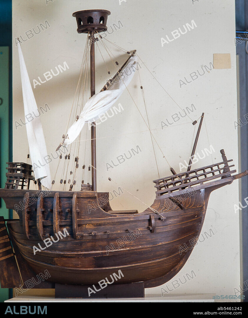 Maqueta de la Coca de Mataró, exvoto marinero considerado de los más antiguos de Europa y construido alrededor de 1450.