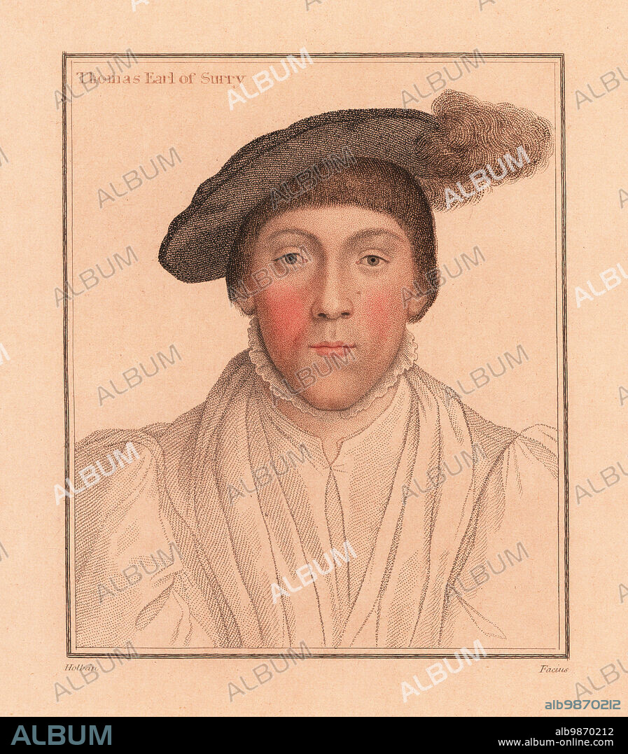 Thomas Howard, Earl of Surrey, 2nd Duke of Norfolk (1443-1524). Thomas Earl of Surry. Handcoloured copperplate stipple engraving by George Sigmund Facius after a portrait by Hans Holbein the Younger from Imitations of Original Drawings by Hans Holbein, John Chamberlaine, London, 1812.