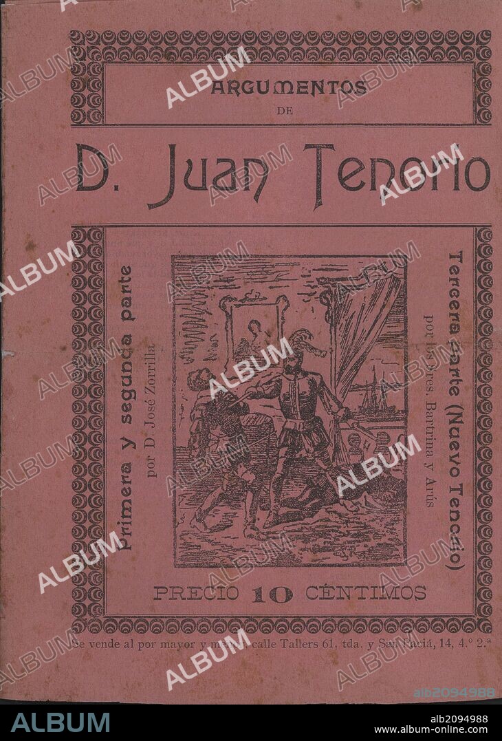 Literatura de cordel. Argumento de Don Juan Tenorio. Barcelona, 1910.