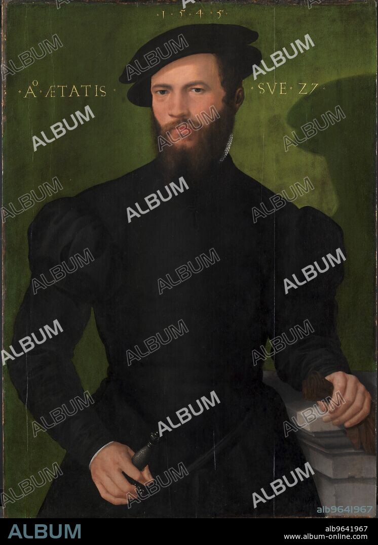 GEORG PENCZ and MASTER OF THE 1540S. Portrait of a Gentleman aged 27, 1545.