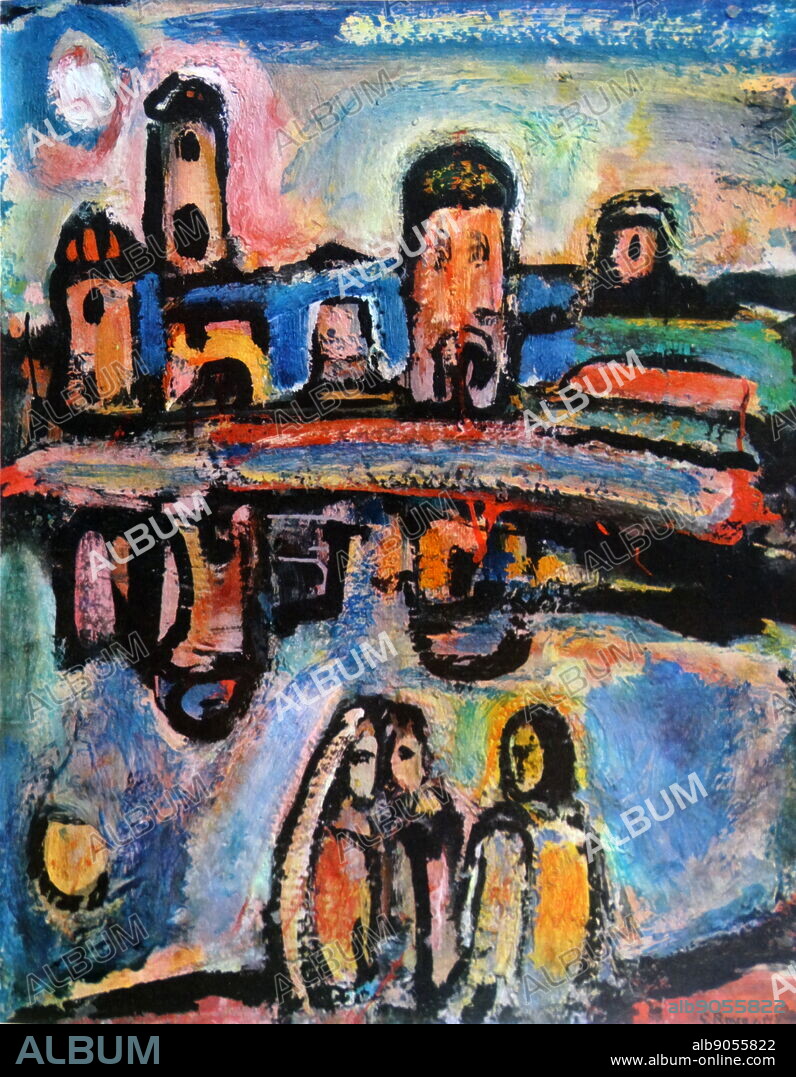 GEORGES ROUAULT. Biblical landscape 1936 by Georges Henri Rouault (1871 1958). French painter, draughtsman, and printer, whose work is often associated with Fauvism and Expressionism.