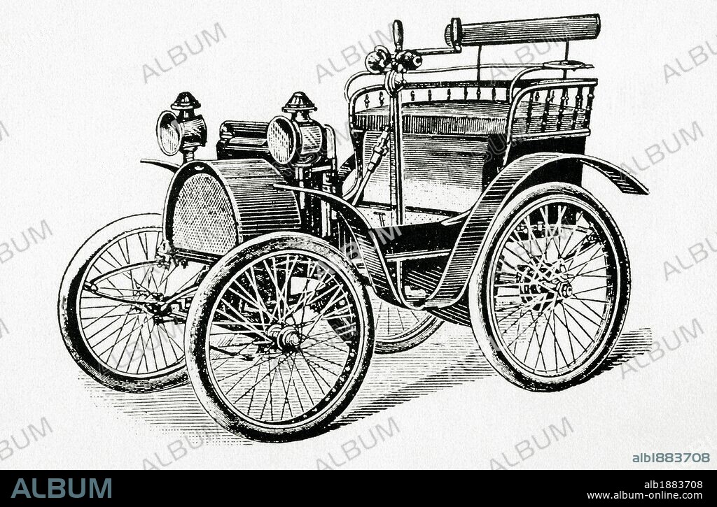 HISTORIA DEL TRANSPORTE. FINALES SIGLO XIX. COCHE ANTIGUO. Grabado del siglo XIX.