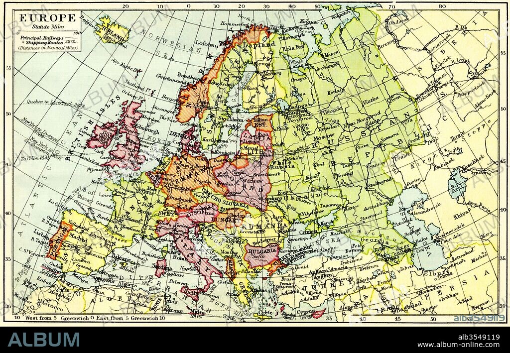 A 1930's map of Europe.
