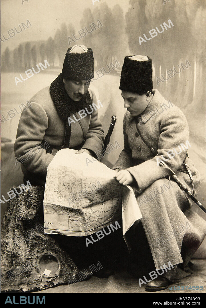 PYOTR ADOLFOVICH OTSUP. Civil War. Commandants Semyon Budyonny and Kliment Voroshilov Reading the Map.