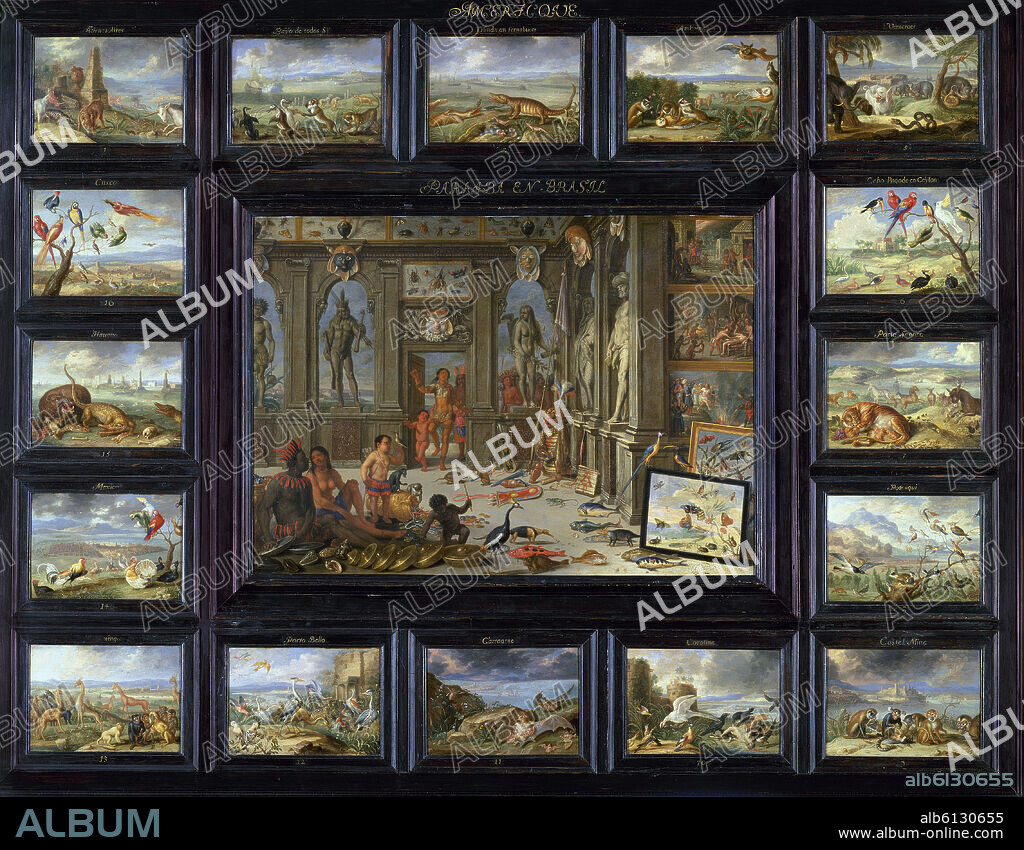 JAN VAN KESSEL EL VIEJO (1626-1679) VAN KESSEL I. 'The Continent of America', 1666, Oil on canvas, 48,5 x 67,5 cm.