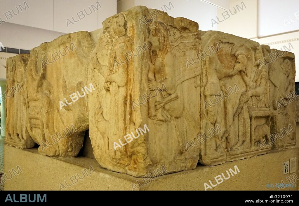 Frieze from the Harpy Tomb, from the city of Xanthos, capital of ancient Lycia. Dated 470 BC.