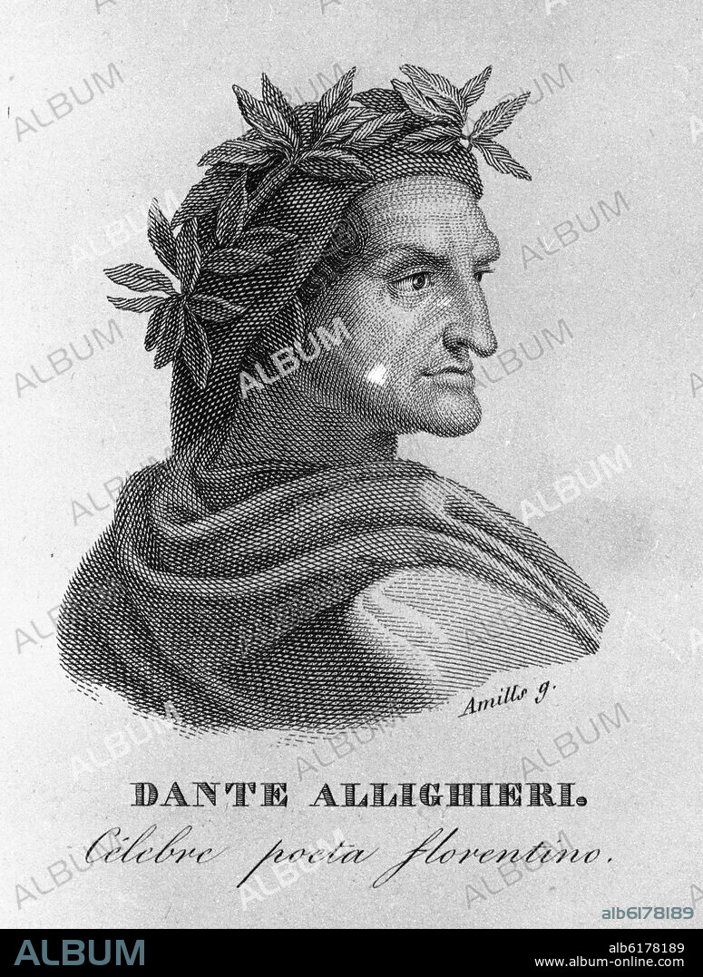 JUAN AMILLS (1800-53) GRABADOR. DANTE ALIGHIERI - 1265/1321 - POETA ITALIANO.