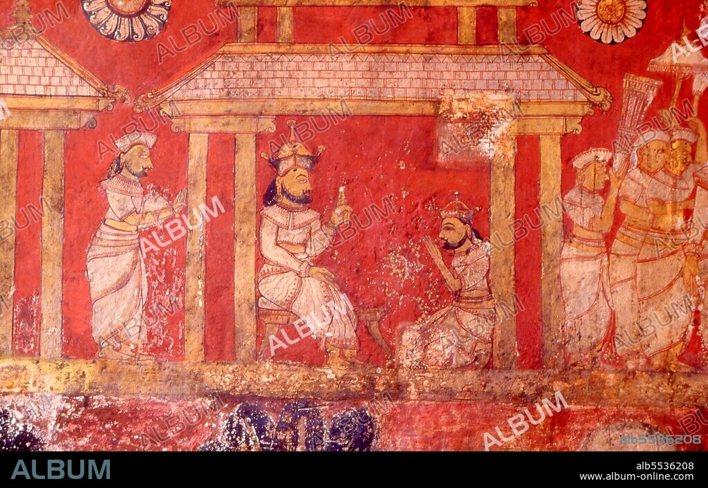 The Degaldoruwa Buddhist temple is a cave temple and was built originally in 1771 CE by King Kirti Sri Rajasinha (1747 - 1782), a member of the Madurai royal family. The beautiful frescoes, painted by the samanera (unordained monk) Devaragamapola Silvatenna in 1771-72, capture 18th century Kandyan life with amazing detail and vivaciousness. Some paintings depict the king and the royal family. The artist-monk started a trend, and the Dambulla Caves were subsequently redecorated in the same style as were other temples. Kandy is Sri Lanka's second biggest city with a population of around 170,000 and is the cultural centre of the whole island. For about two centuries (until 1815) it was the capital of Sri Lanka.