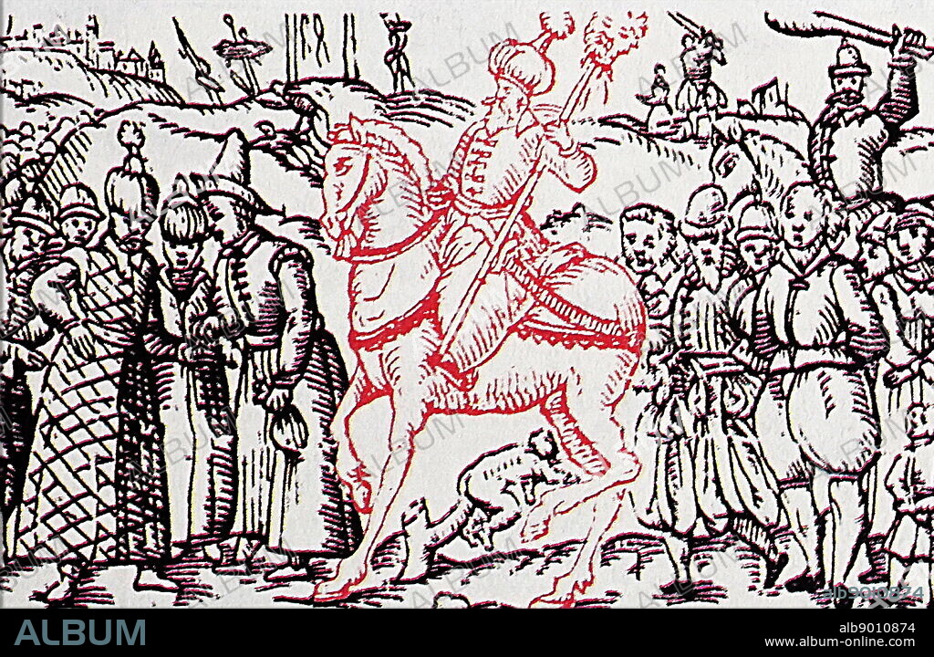 The oprichnina was a state policy implemented by Tsar Ivan the Terrible in Russia between 1565 and 1572. The policy included mass repression of the boyars (Russian aristocrats), including public executions and confiscation of their land and property.