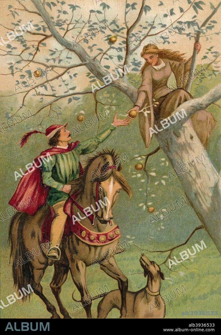 'Two-Eyes and the Knight', 1901. One-Eye, Two-Eyes, and Three-Eyes is a German fairy tale collected by the Brothers Grimm. From Grimm's Household Stories collected by the Brothers Grimm. [George Routledge & Sons, Limited, London, 1901].